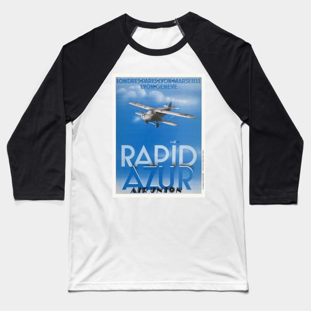 Rapid Azur France Vintage Poster 1932 Baseball T-Shirt by vintagetreasure